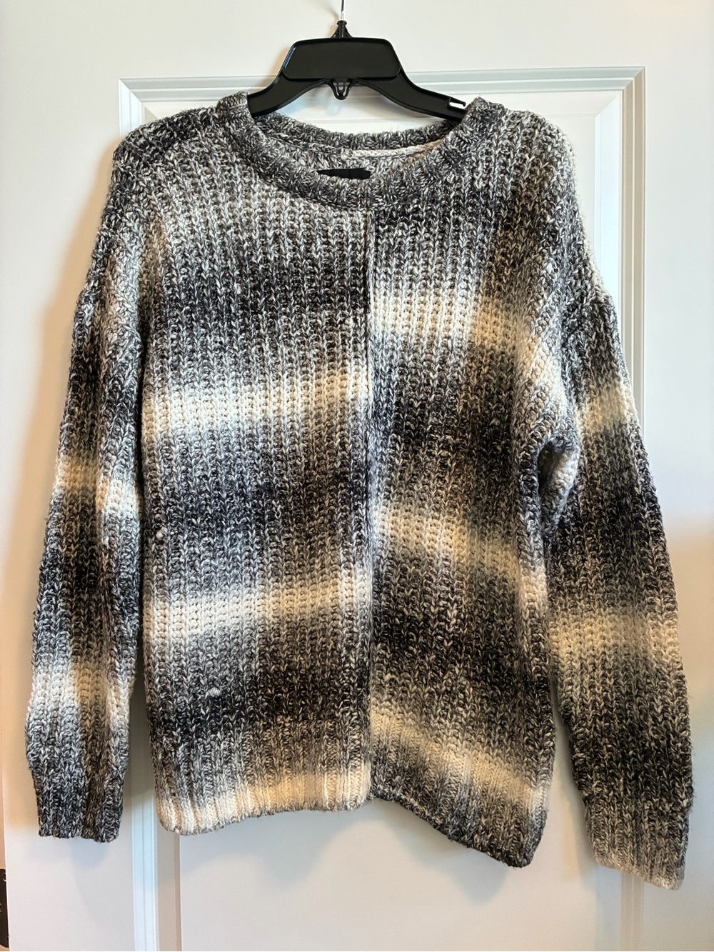 Lucky Brand Gray and Cream Ombre Crewneck Sweater